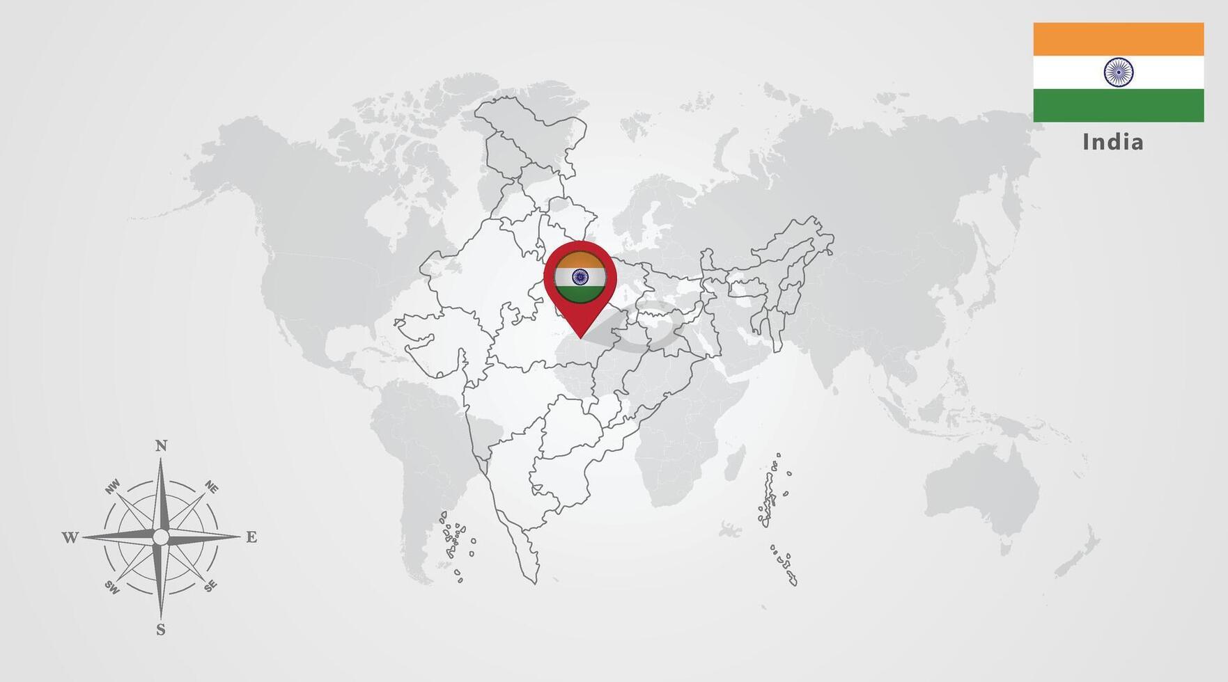 India flag icon design with map outline vector