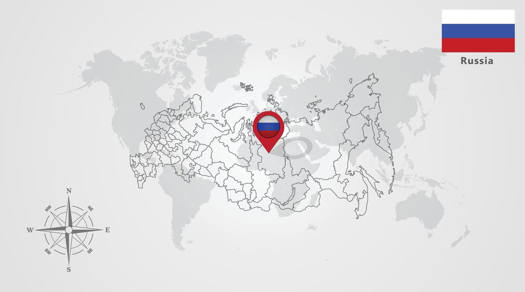Russia flag icon design with map outline vector