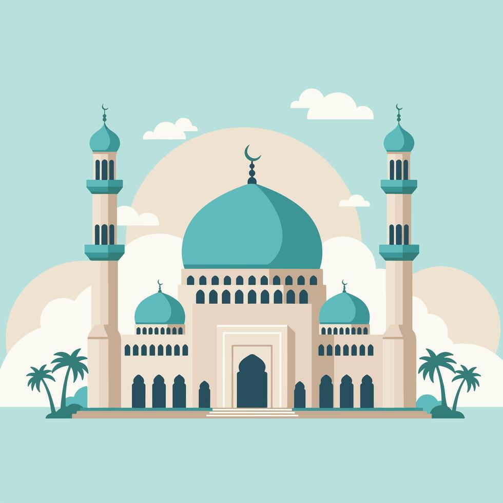 islamic mosque flat design illustration vector