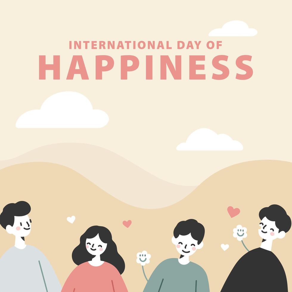 Flat Design for international day of happiness illustration vector