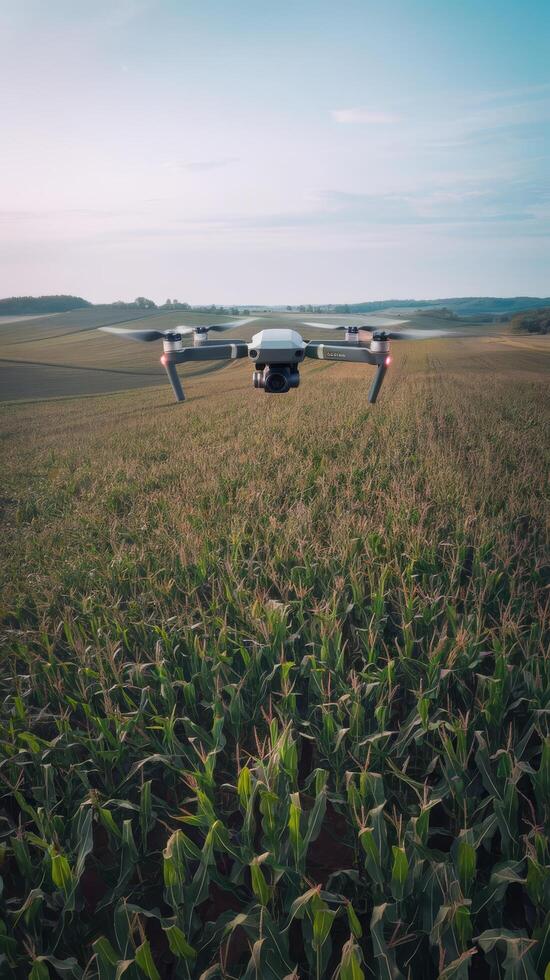 Drone in a corn field photo
