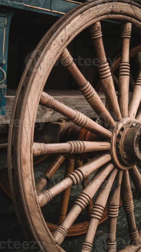 Close up of wagon wheel photo