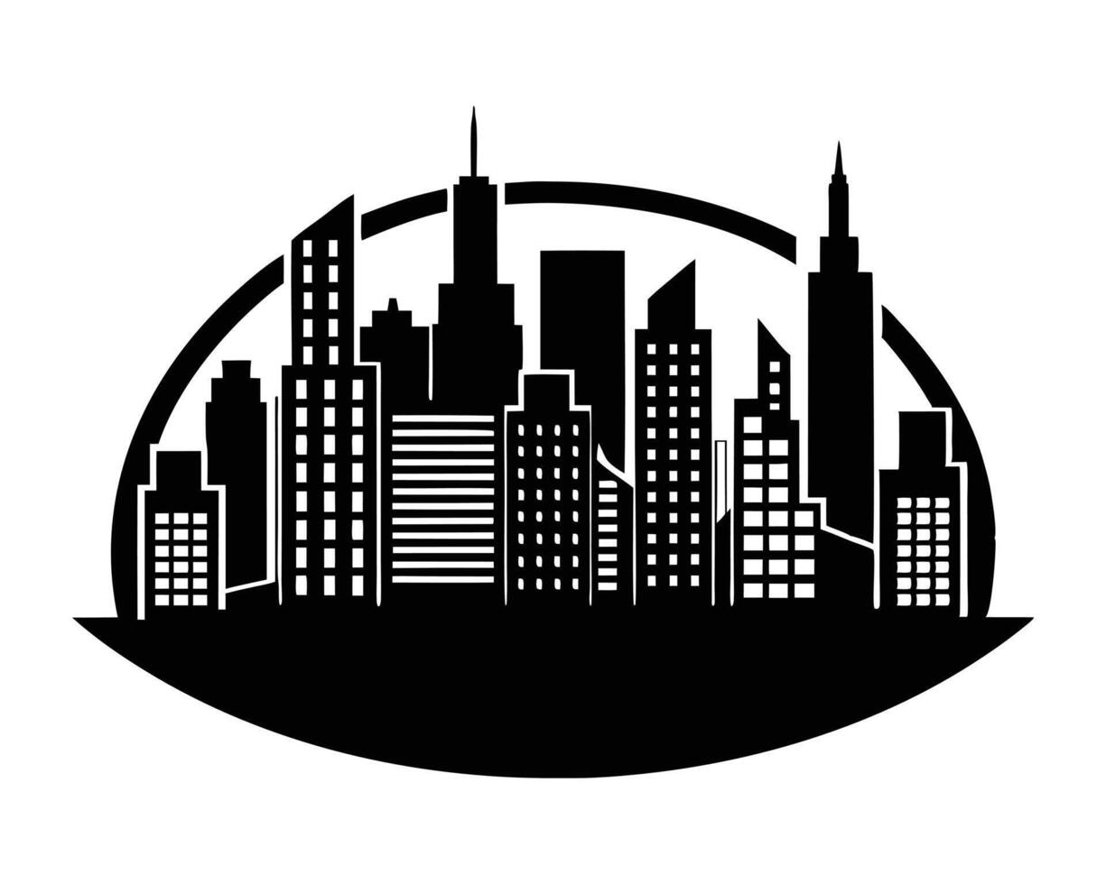 Black City skyline silhouette on white background vector