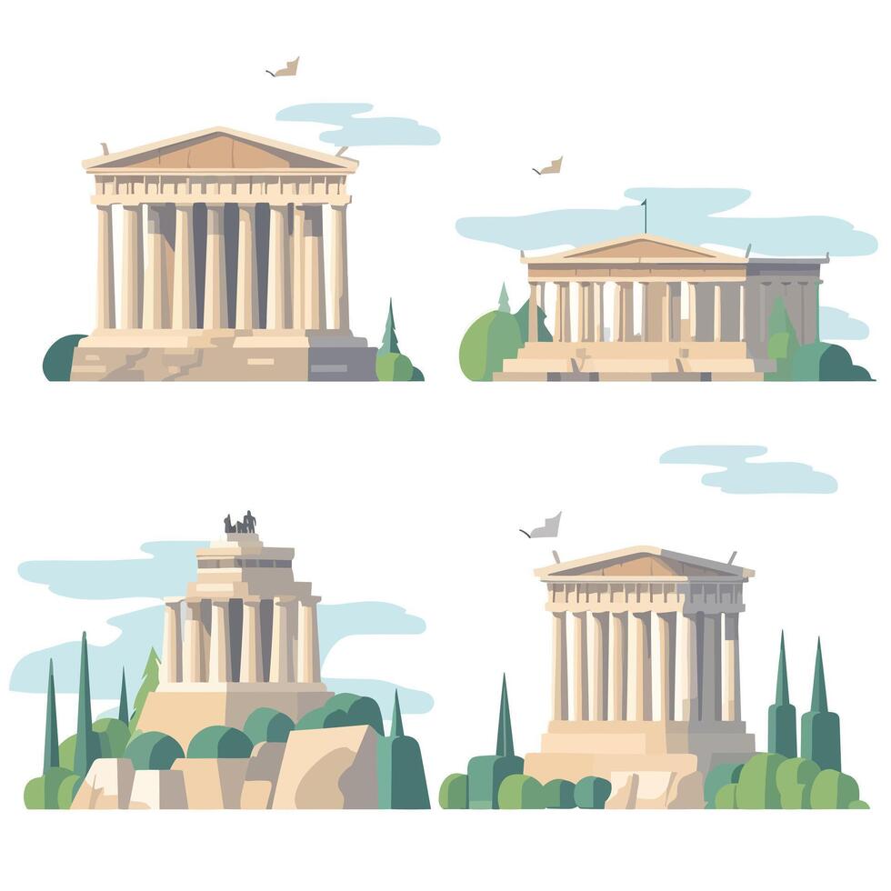 Acropolis set isolated on white vector