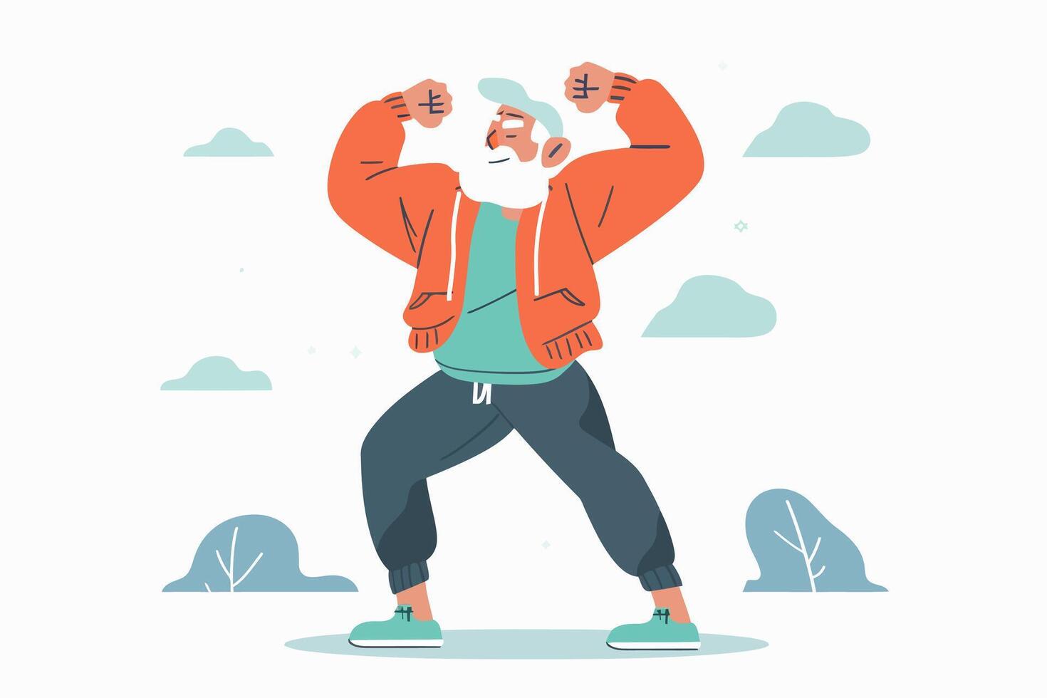 old man exercising gym isolated vector