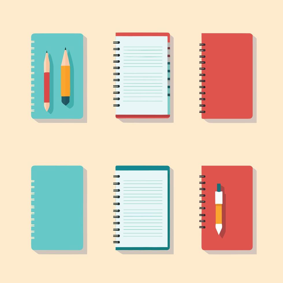 Notepad set with pen isolated on white vector