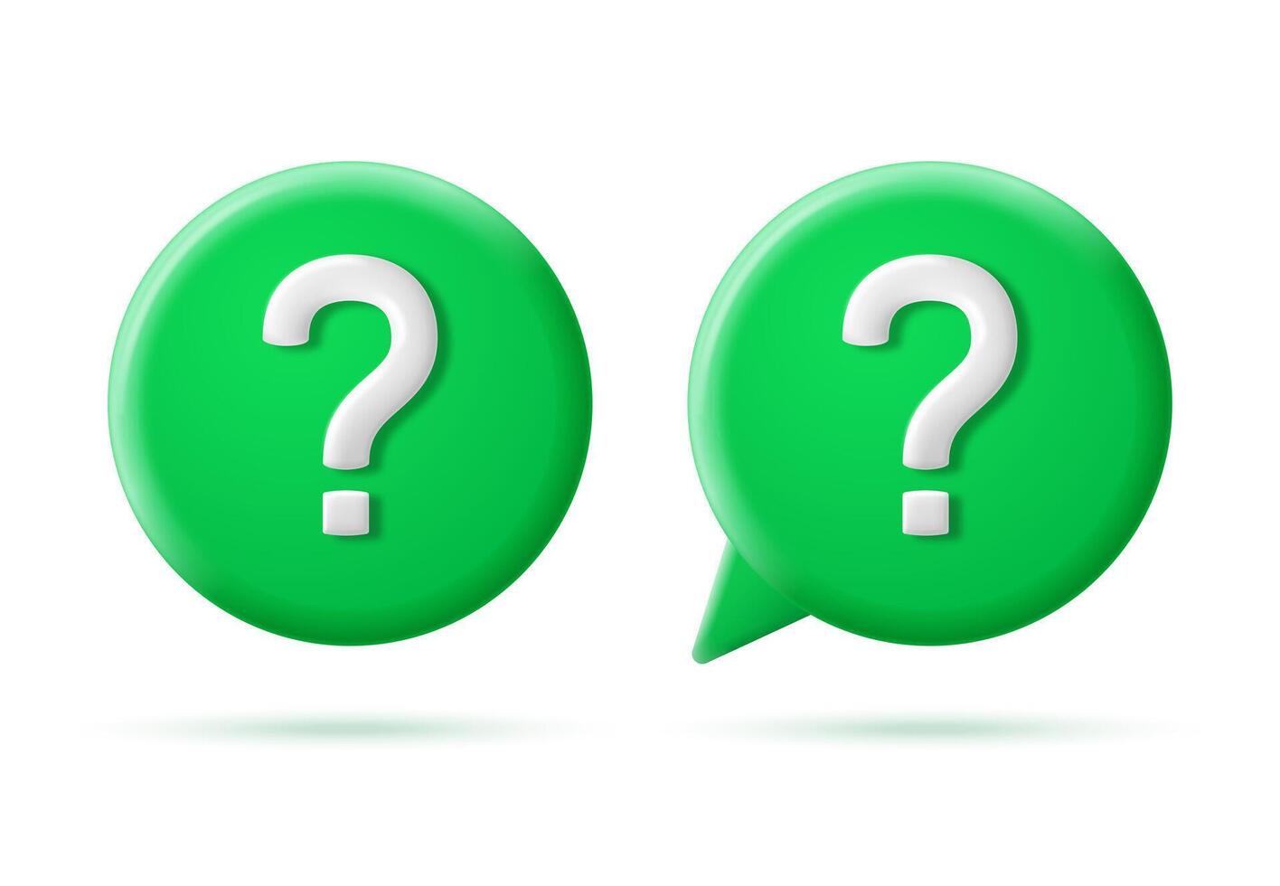 Question mark 3D and speech bubble green color isolated on light background. vector
