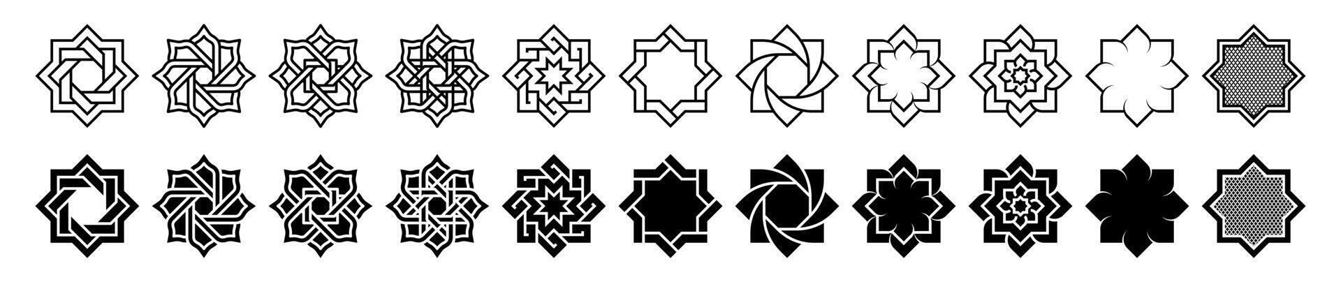 islamic ornament or pattern icon set. for mobile concept and web design on white background vector