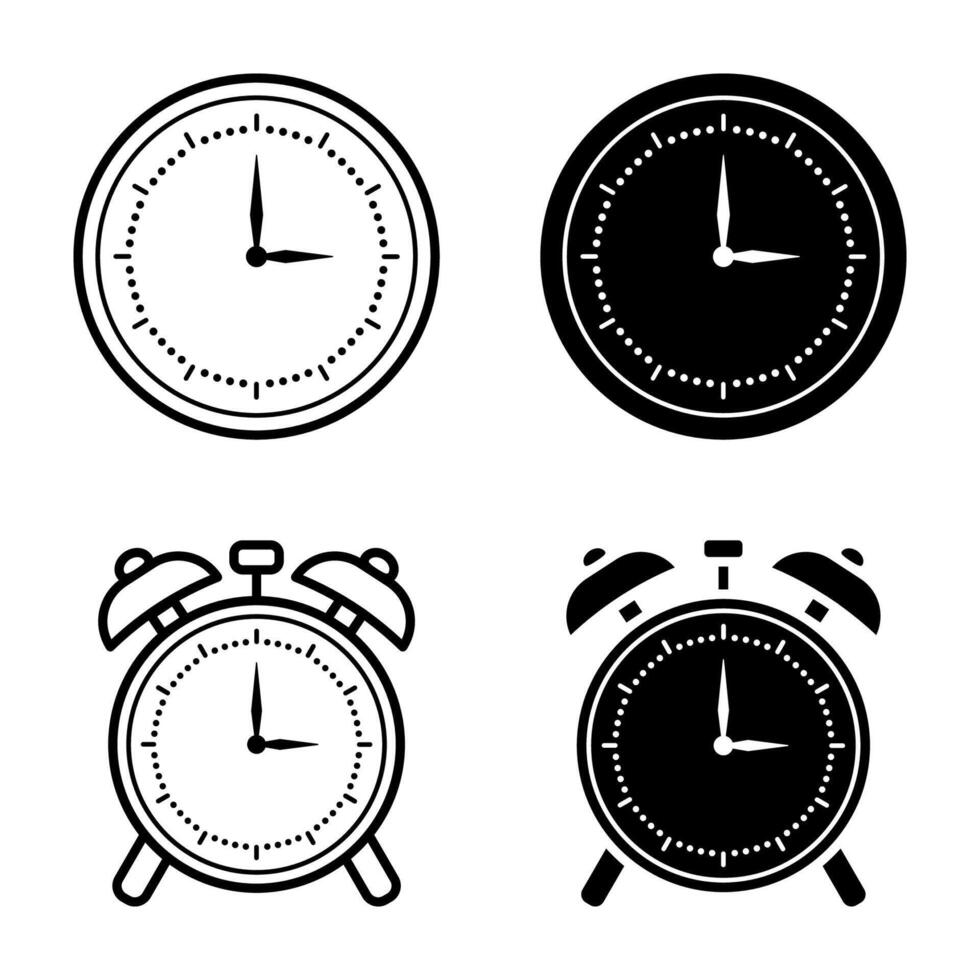 Clock icon set. for mobile concept and web design on white background vector