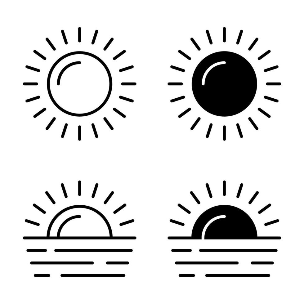 Sun icon set. for mobile concept and web design on white background vector