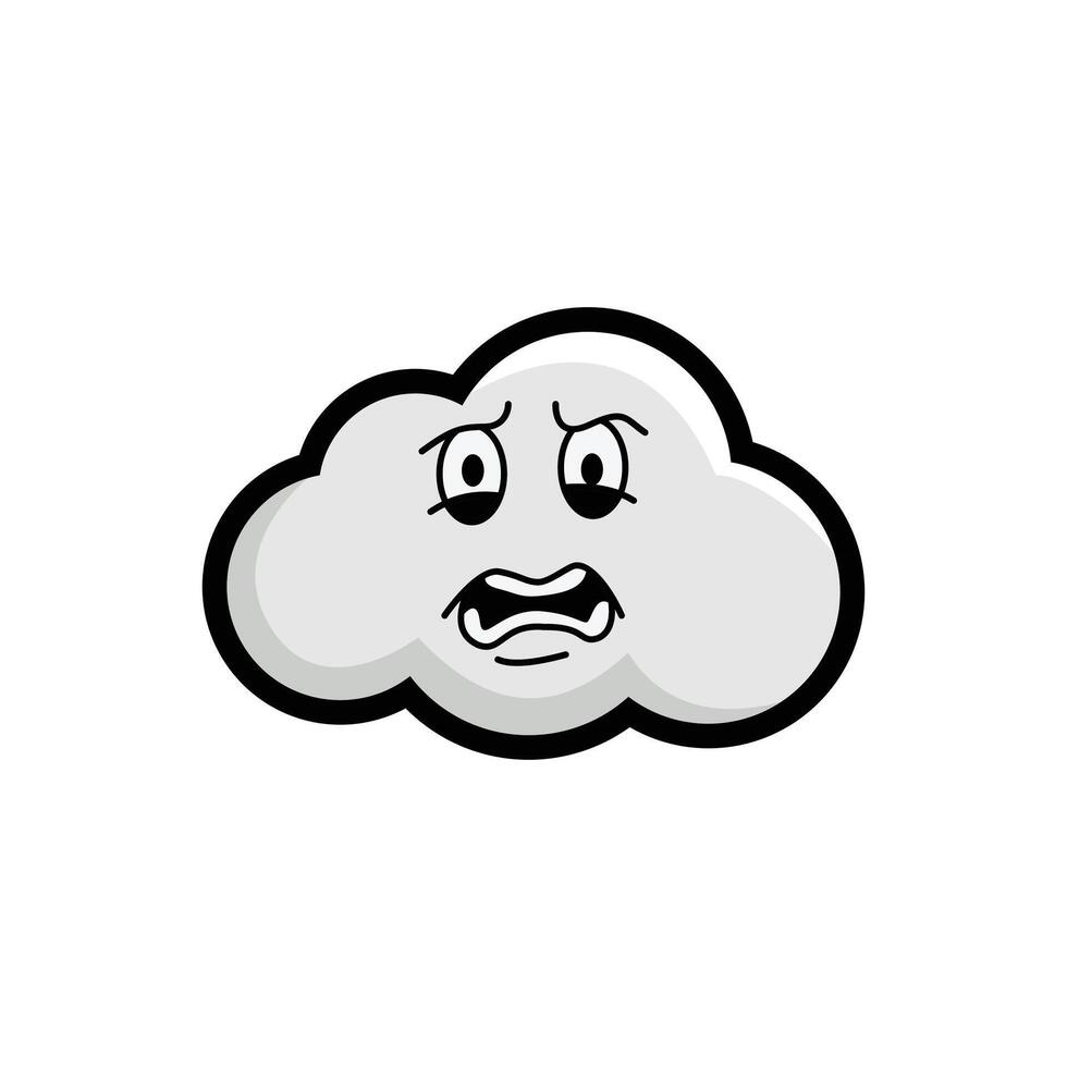 A cartoon cloud with an angry face vector