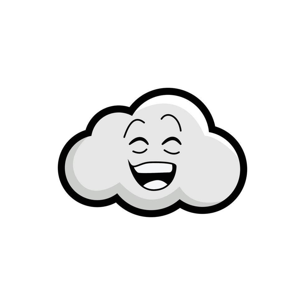 A cartoon cloud with a smile on its face expression vector