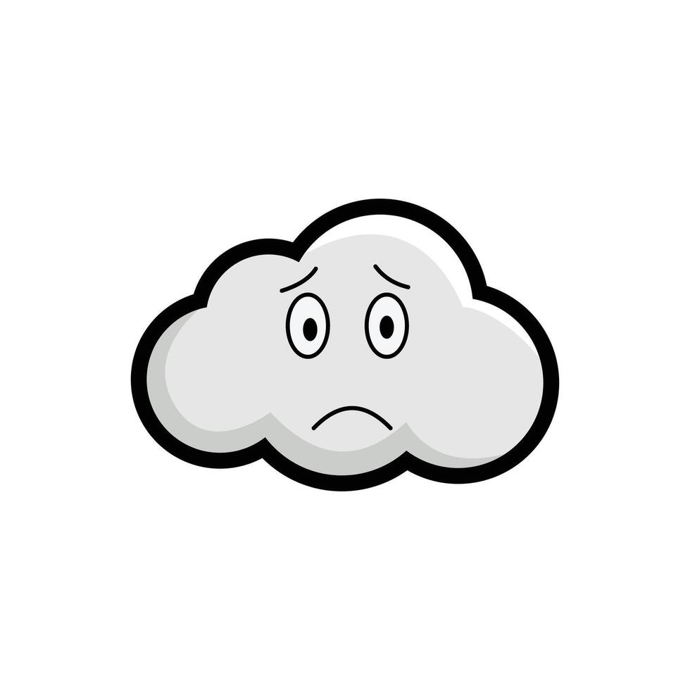 A sad cloud icon with a sad face vector