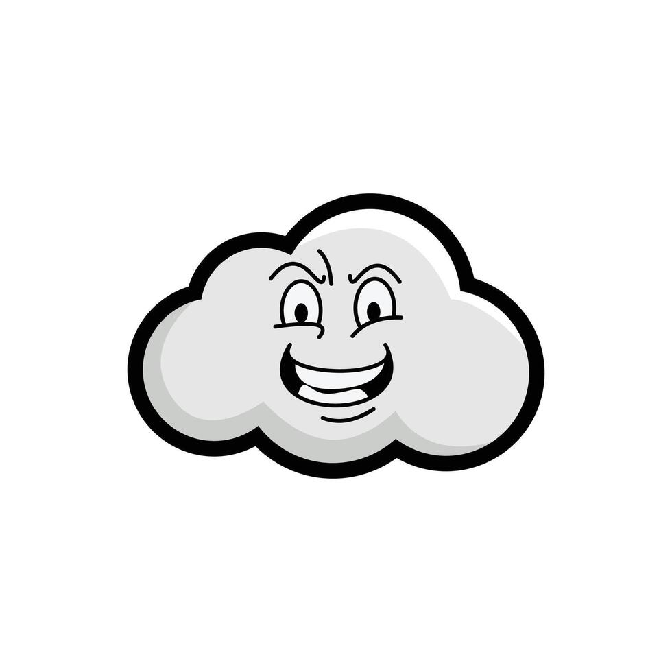 A cartoon cloud with a smile on its face vector