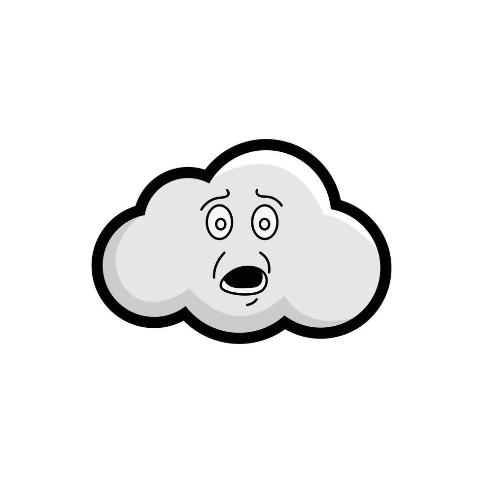 A cartoon cloud with a surprised face vector