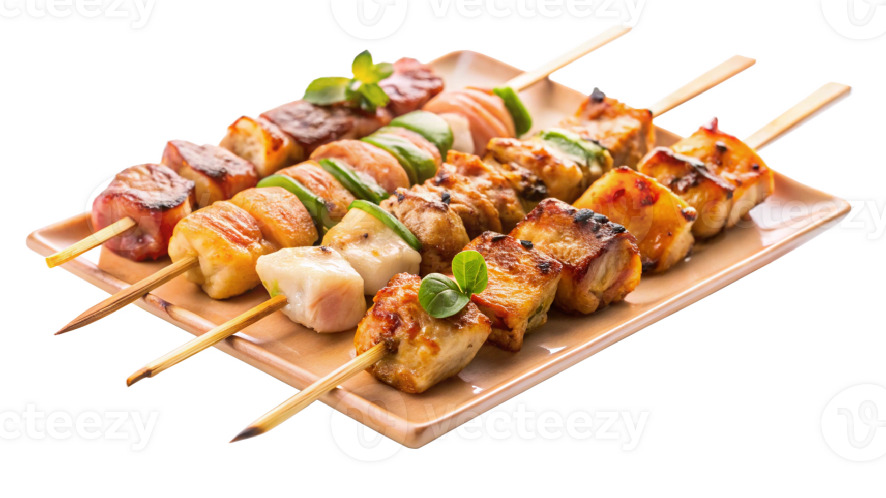 Assortment of yakitori skewers, grilled to perfection png
