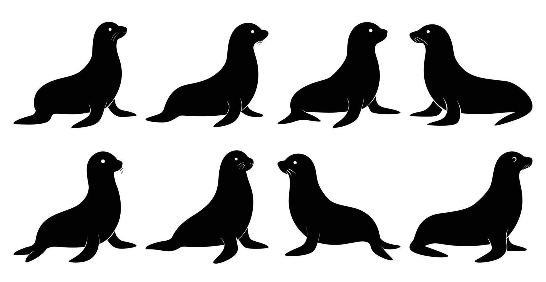 Seal Silhouette Bundle for Aquatic and Wildlife Designs vector