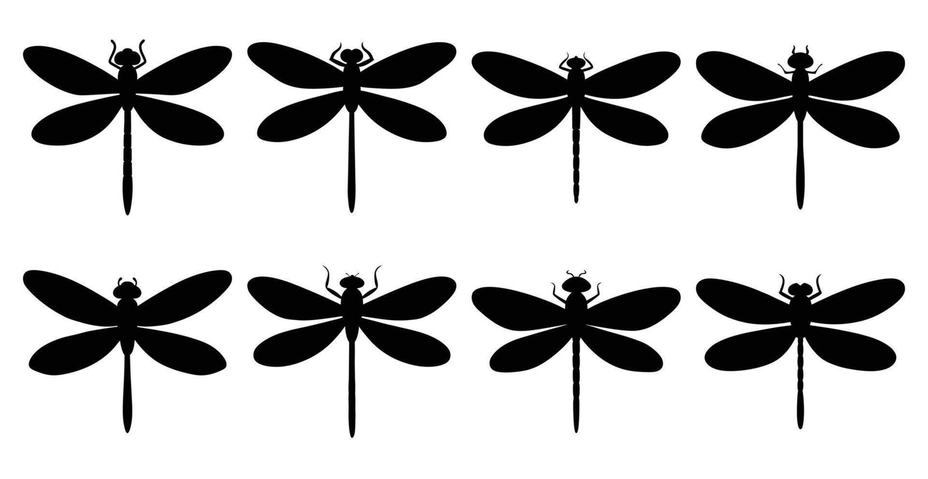 Dragonfly Silhouette Bundle for Wildlife and Insect Design vector