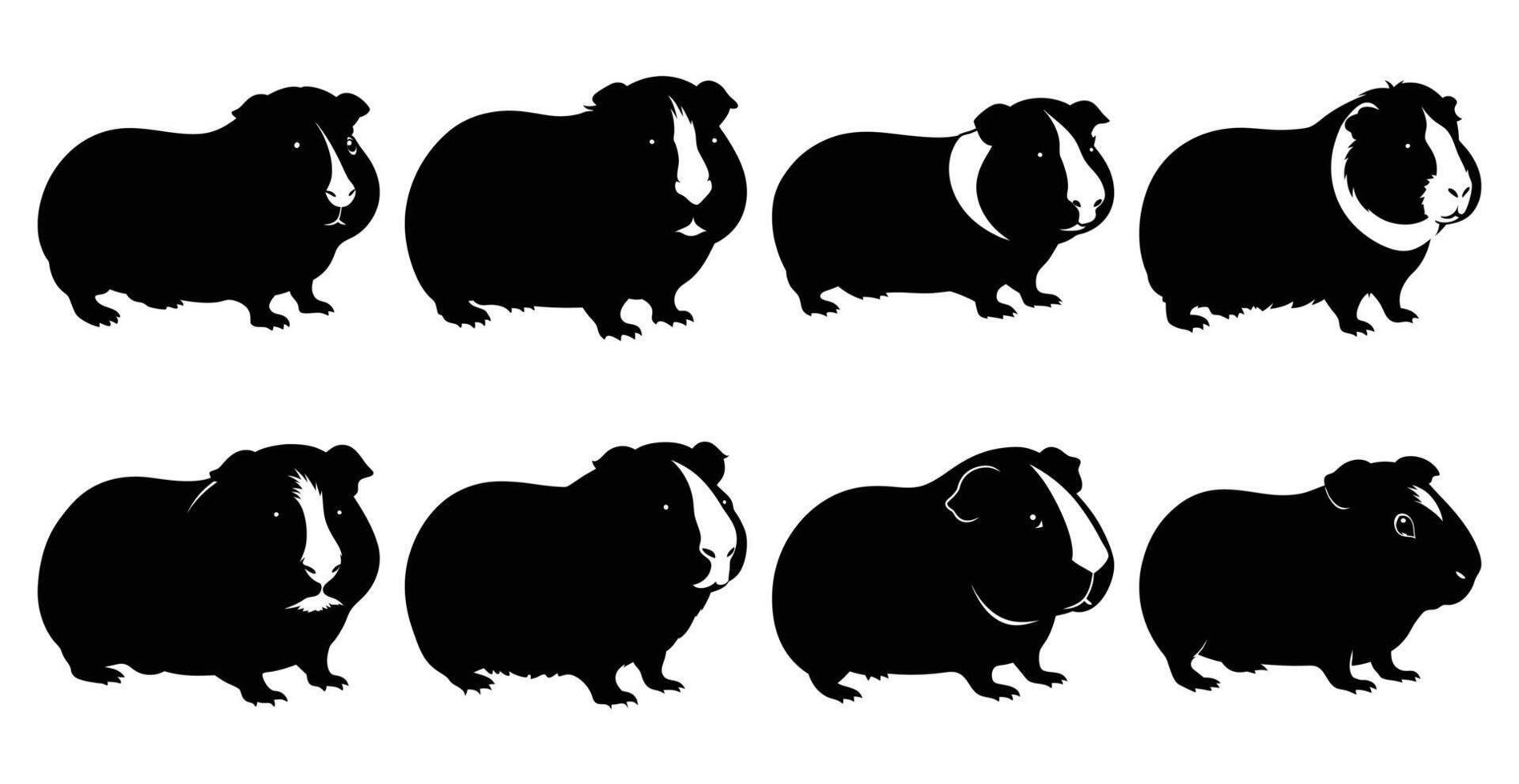 Guinea Pig Silhouette Bundle for Pet and Wildlife Designs vector