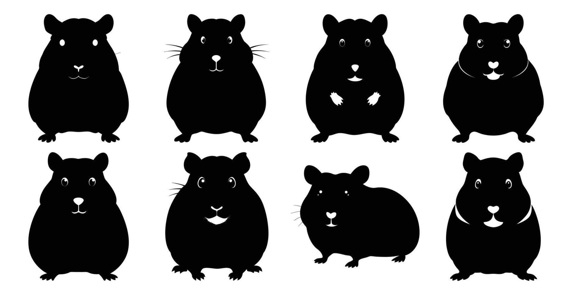 Hamster Silhouette Bundle for Pet and Wildlife Designs vector