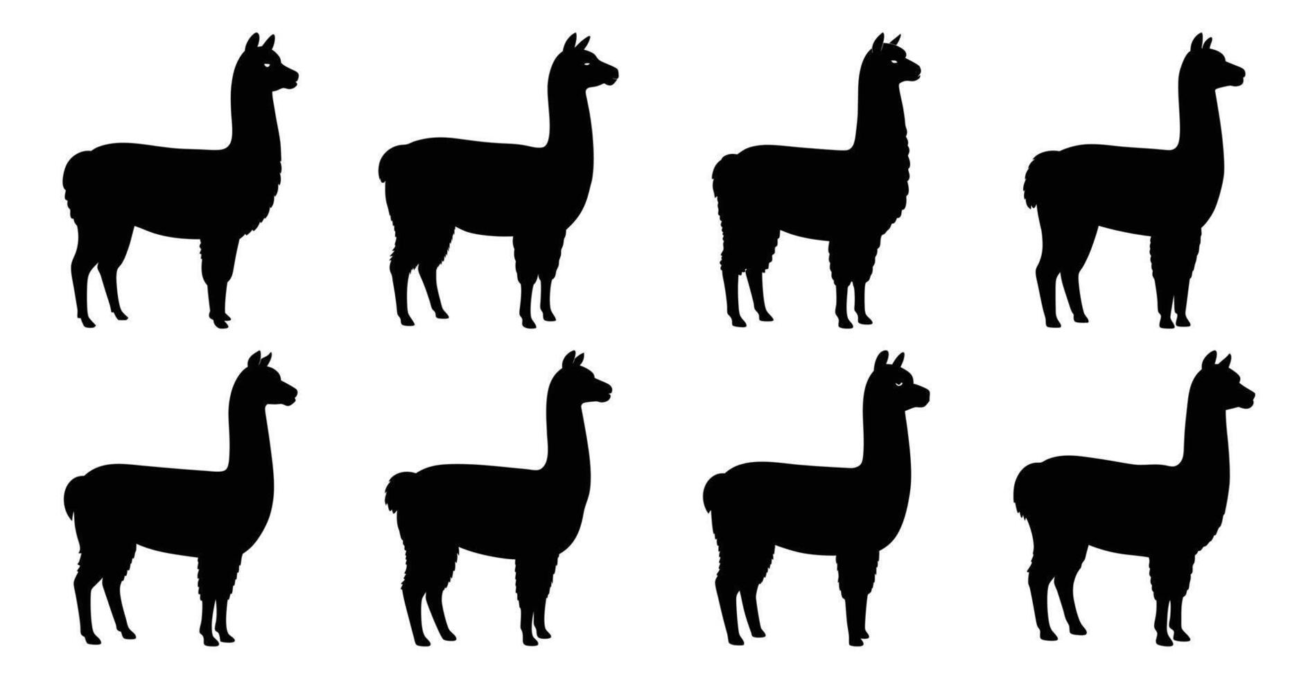 Alpaca Silhouette Bundle for Wildlife and Farm Animal Design vector