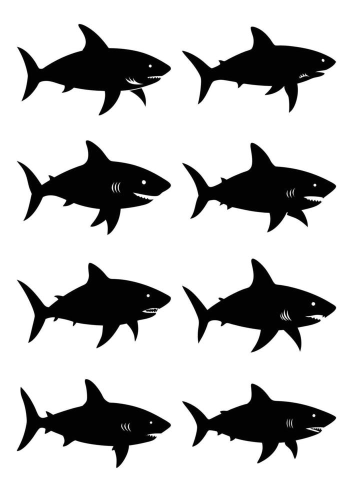 Shark Silhouette Bundle for Aquatic and Wildlife Designs vector