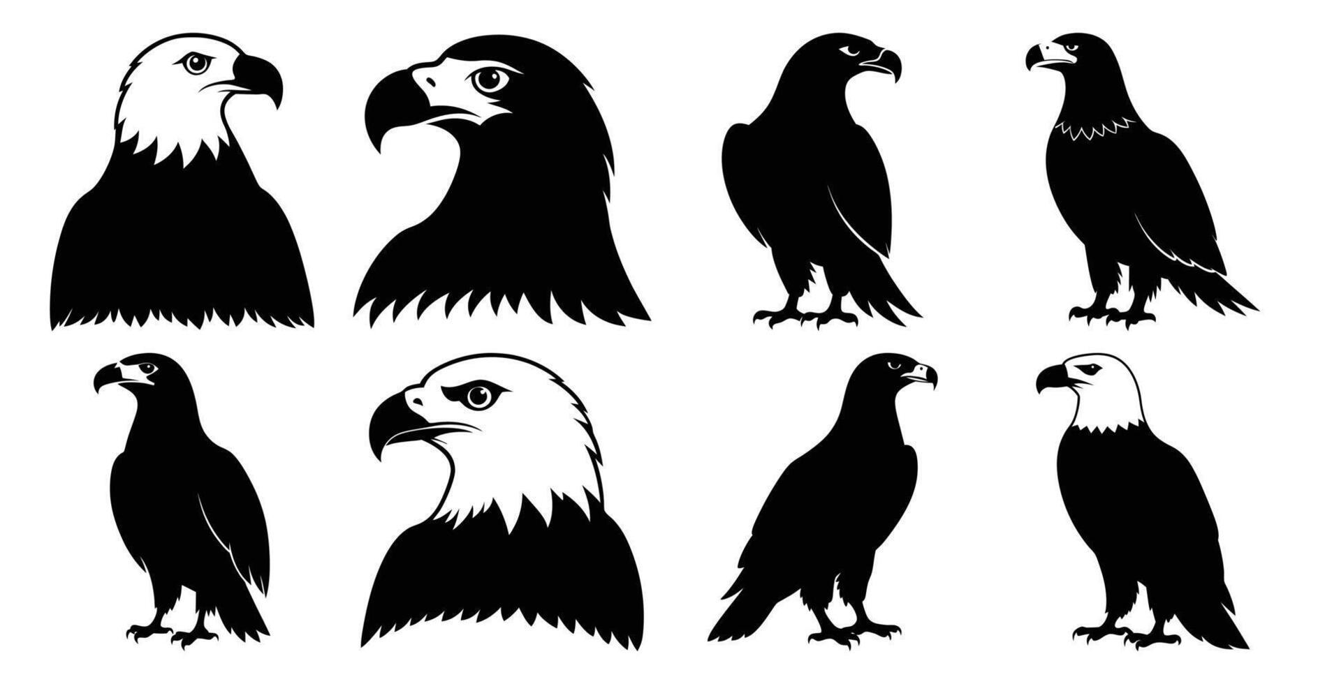 Eagle Silhouette Bundle for Wildlife and Bird Design vector