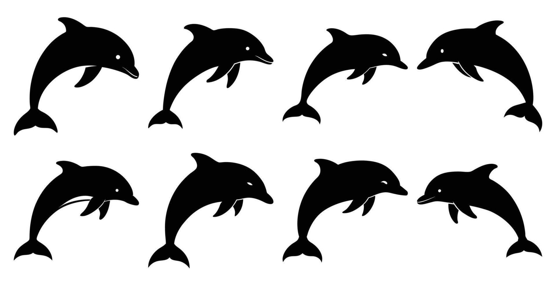 Dolphin Silhouette Bundle for Wildlife and Marine Life Design vector