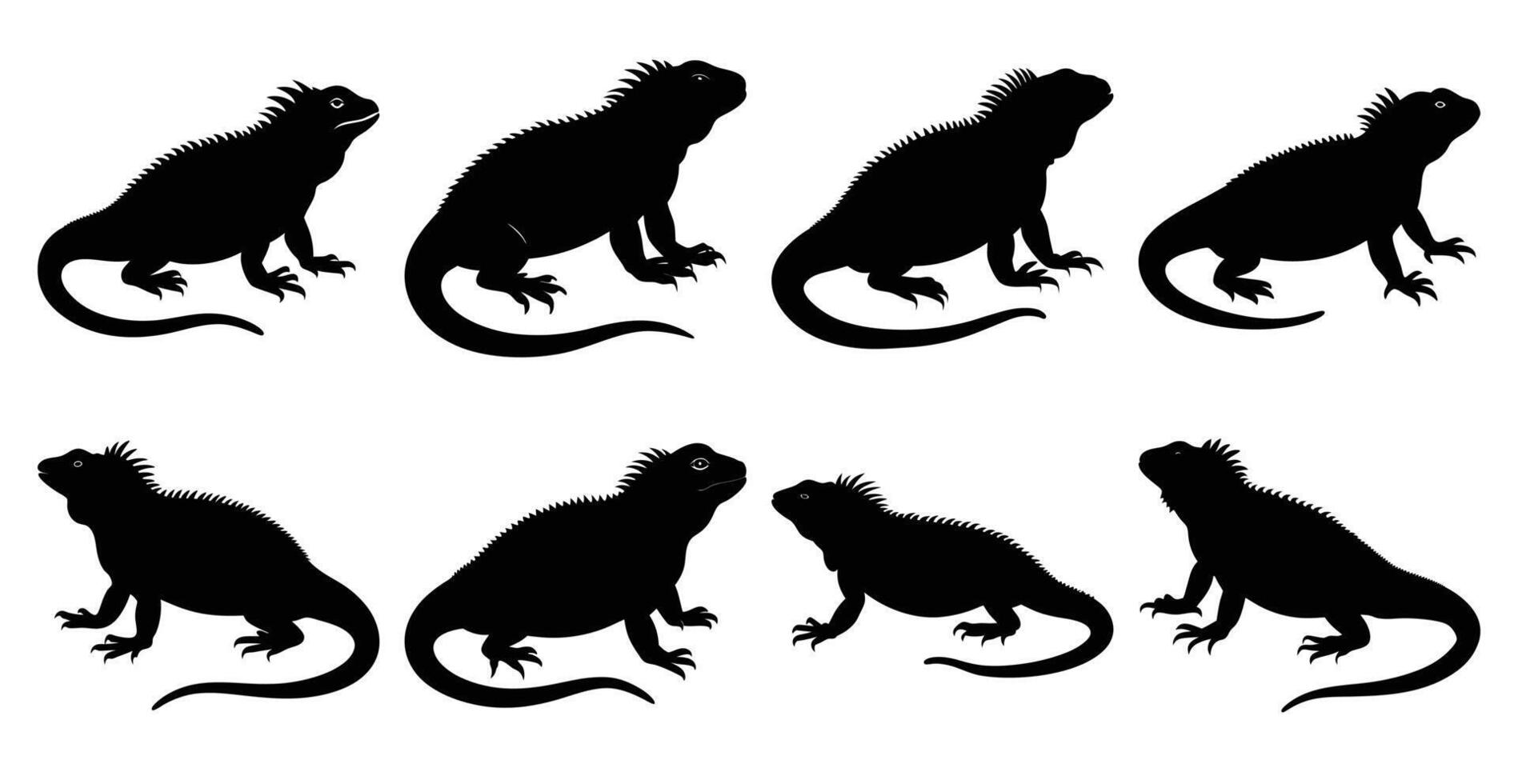 Iguana Silhouette Bundle for Reptile and Wildlife Designs vector