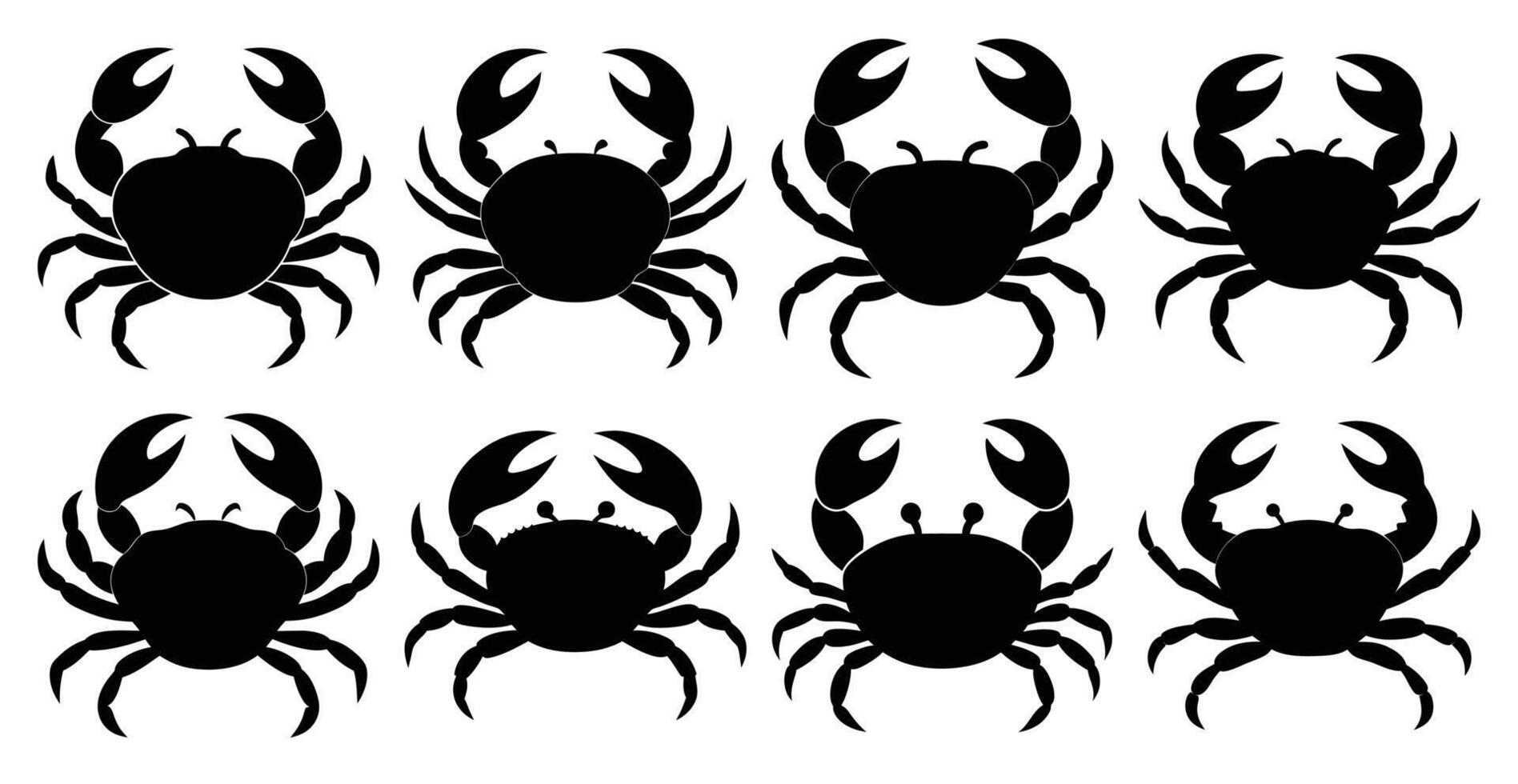 Crab Silhouette Bundle for Wildlife and Marine Life Design vector