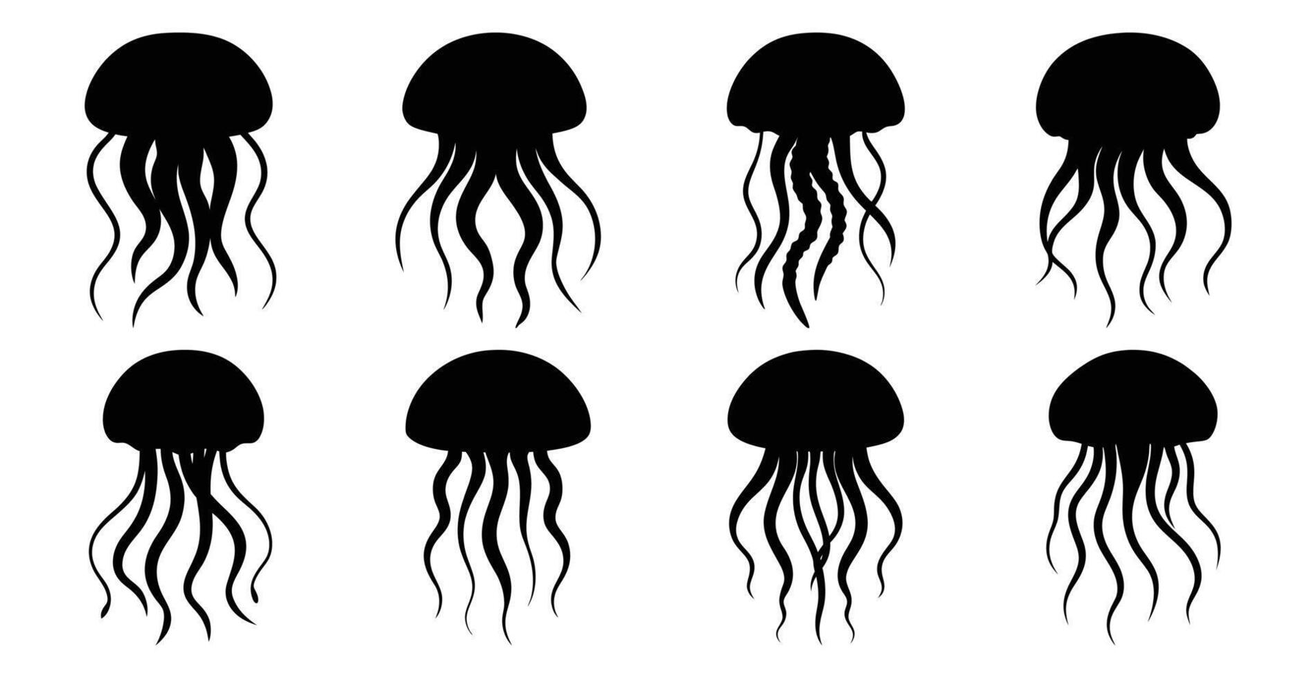 Jellyfish Silhouette Bundle for Aquatic and Wildlife Designs vector