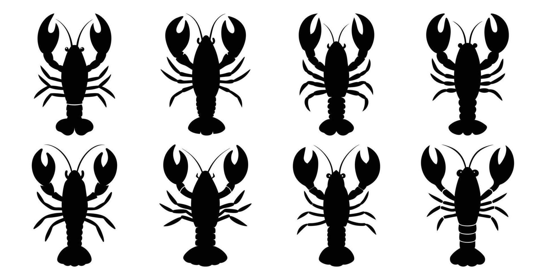 Lobster Silhouette Bundle for Aquatic and Wildlife Designs vector