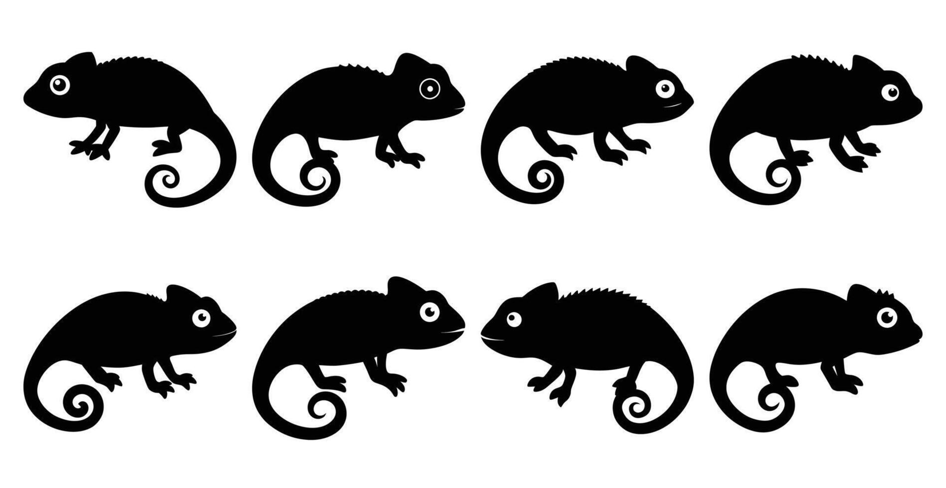 Chameleon Silhouette Bundle for Wildlife and Reptile Design vector