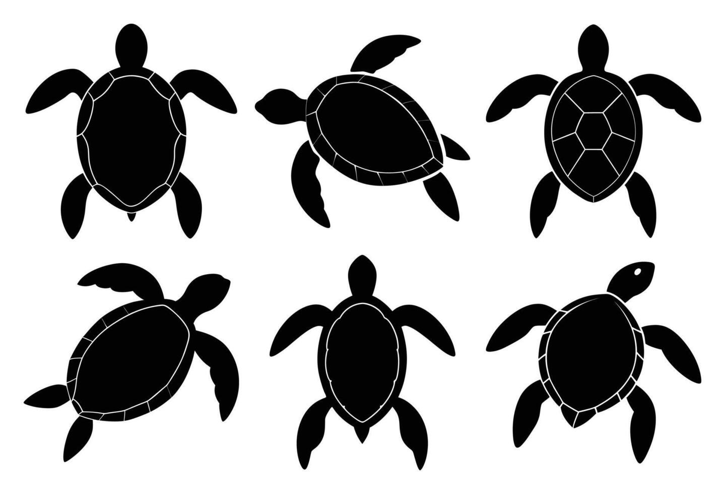 Sea Turtle Silhouette Bundle for Aquatic and Wildlife Designs vector