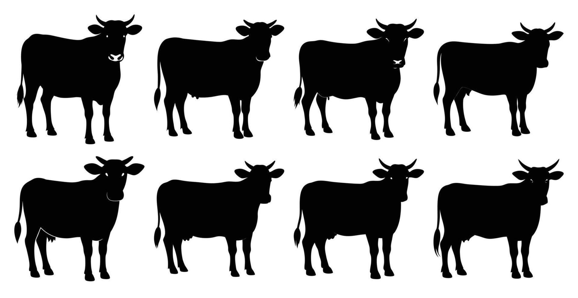 Cow Silhouette Bundle for Wildlife and Farm Animal Design vector
