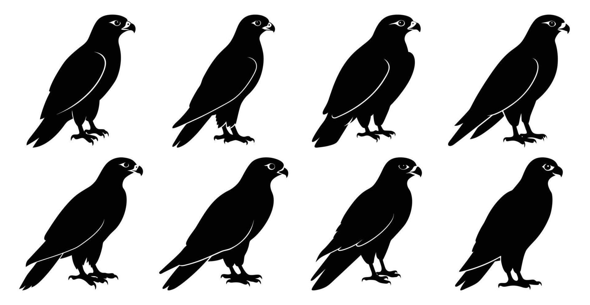 Falcon Silhouette Bundle for Wildlife and Bird Design vector