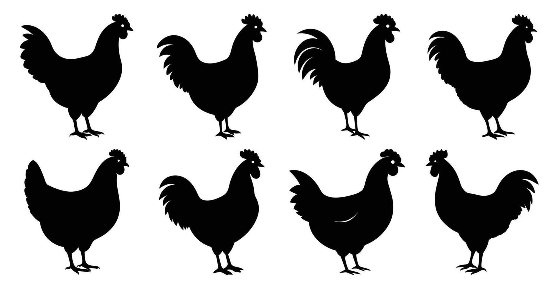 Chicken Silhouette Bundle for Wildlife and Farm Animal Design vector