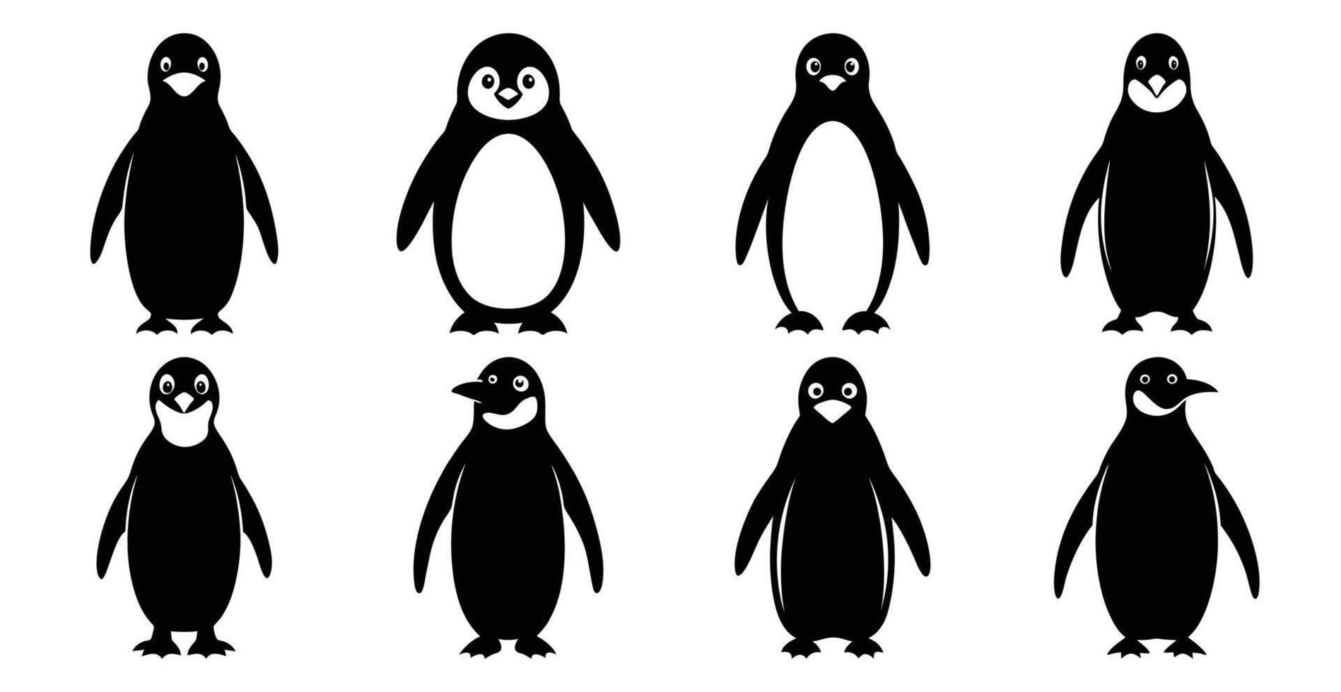 Penguin Silhouette Bundle for Bird and Wildlife Designs vector