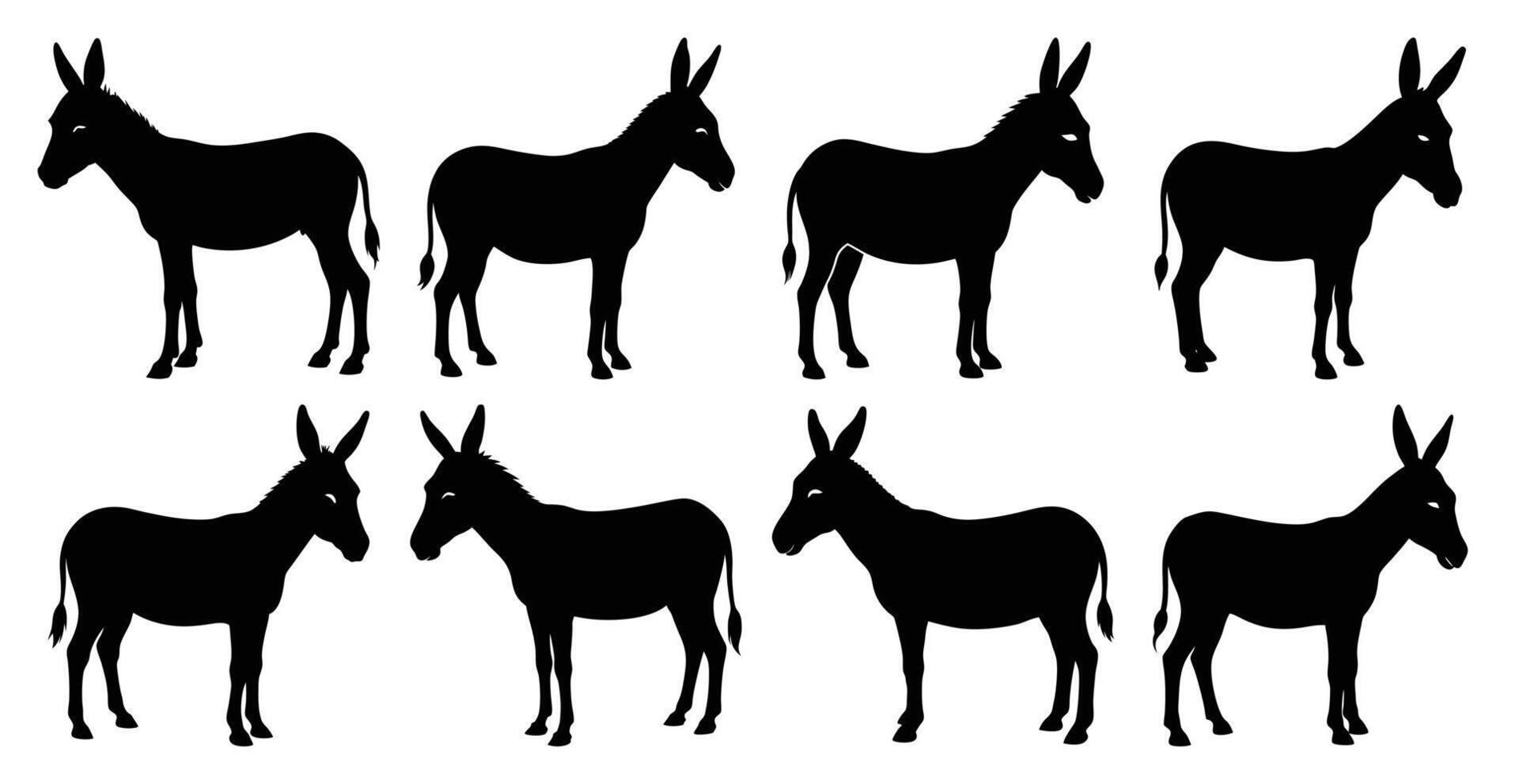 Donkey Silhouette Bundle for Wildlife and Farm Animal Design vector