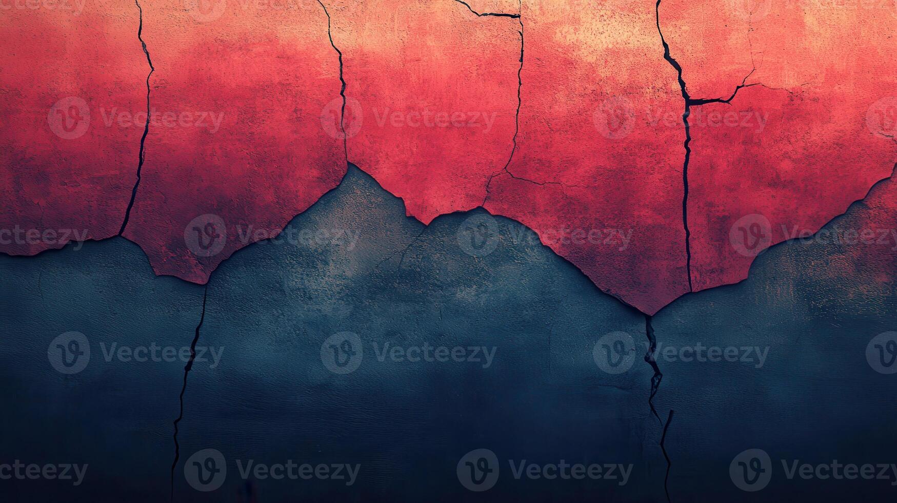 Cracked wall texture, red and blue tones, abstract background, design element photo