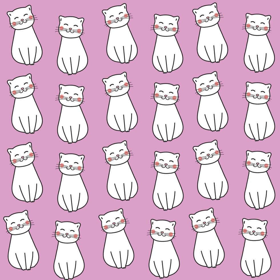 Illustration of cute cat pattern Kittens with lilac background pattern for printing vector