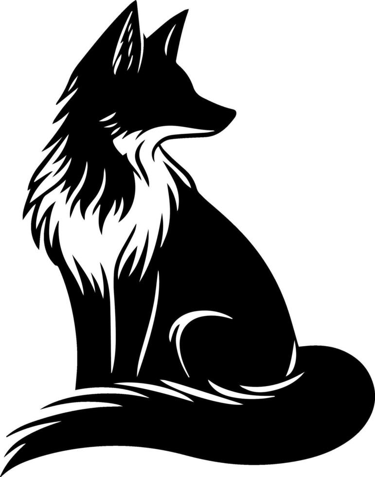 a silhouette black fox design vector