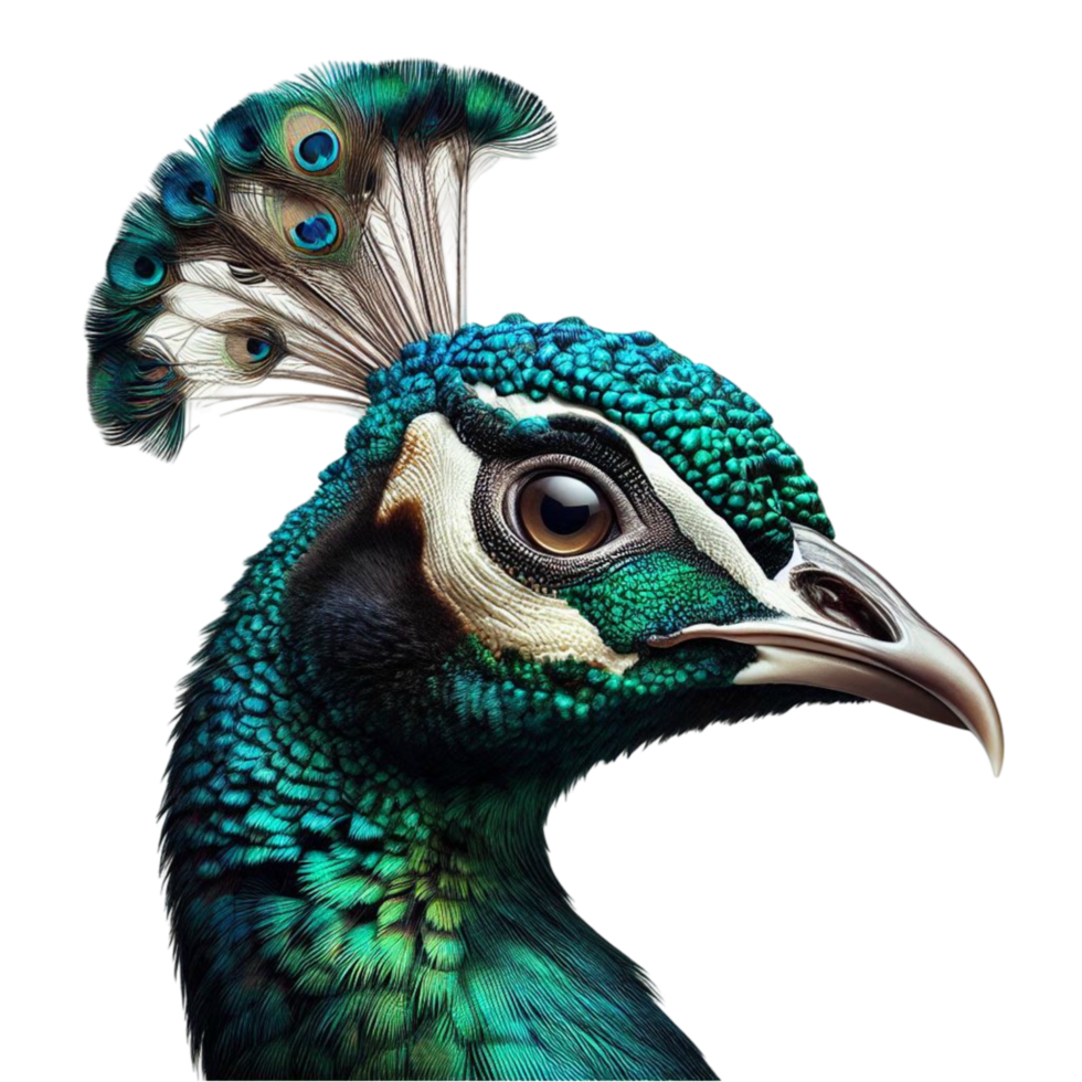 Majestic Peacock Head Close-Up png