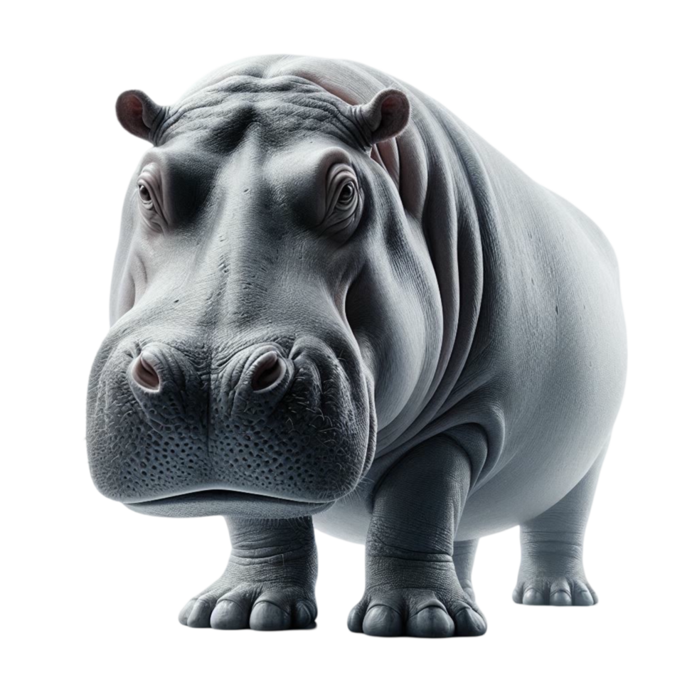 Realistic 3D Hippopotamus Standing png
