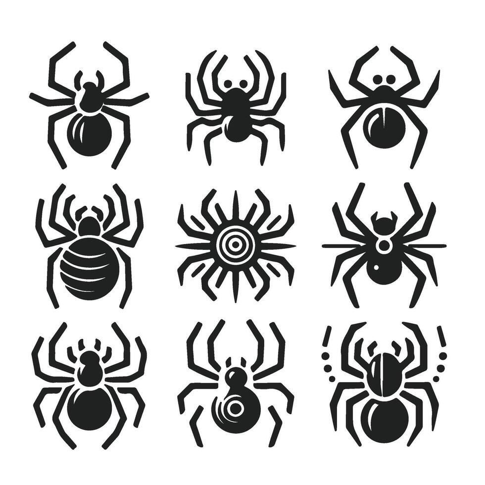 Spider silhouettes black icon and character.illustration. Isolated on white background. vector