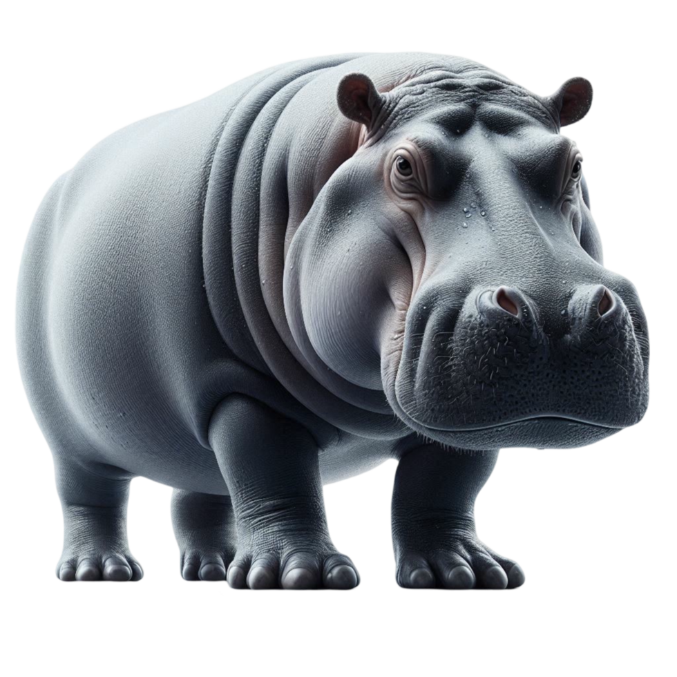 Realistic 3D Hippopotamus Facing Forward png