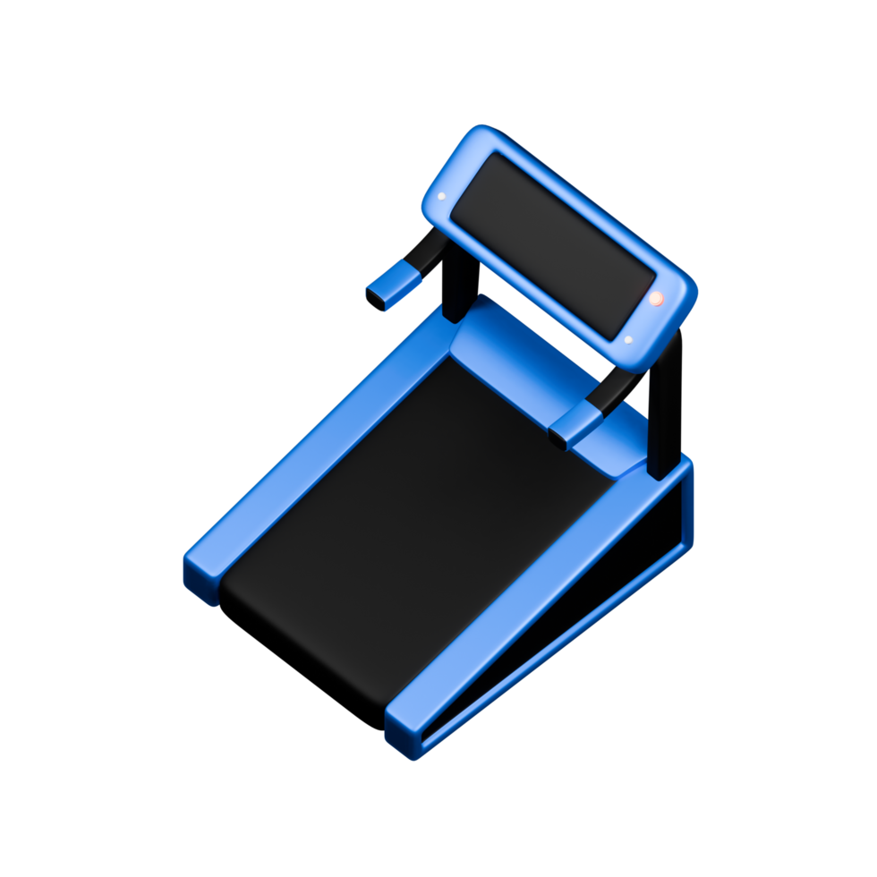 3D treadmill, exercise machine for gyms. 3d Illustration for sports, running, fitness, lifestyle concepts. png