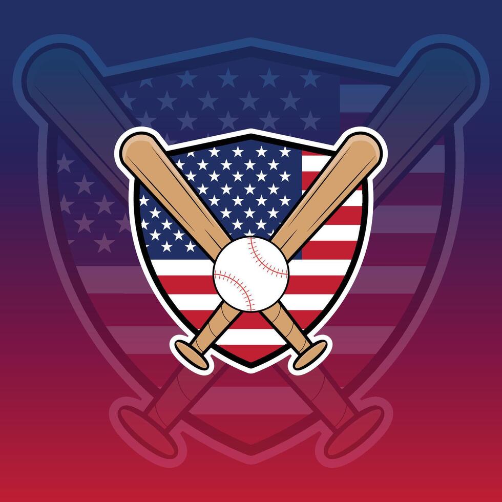 The Shield Baseball Logo with US Flag vector