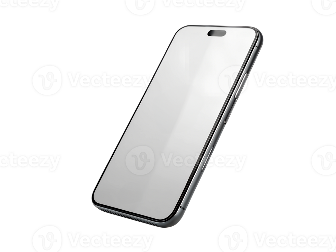 A smartphone with a blank screen on a transparent background png