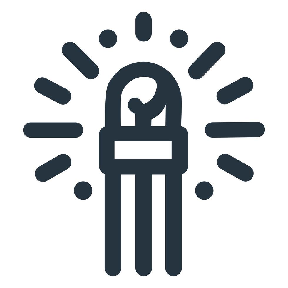 A bright and clear LED icon, perfect for electronics diagrams, educational materials, or tech-related designs. vector